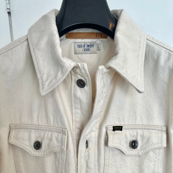 Tiger of Sweden Jeans - Off-White Denim Get Shirt - Size L - Picture 2 of 10